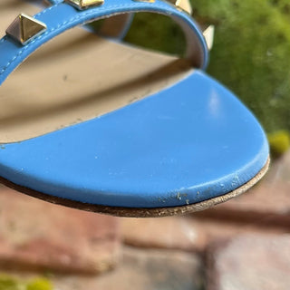 VALENTINO Blue Leather Rockstud Sandals SZ 38.5 (US 8.5)
