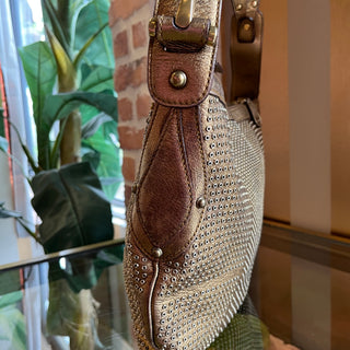 GUCCI Pelham Gold Leather Sudded Hobo Bag