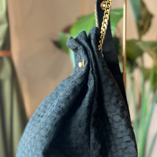 GUCCI Black Embroidered GG Sling Bag