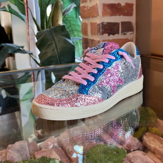 GOLDEN GOOSE Ballstar Multicolor Glitter Pink Star Sneakers SZ35(5US)