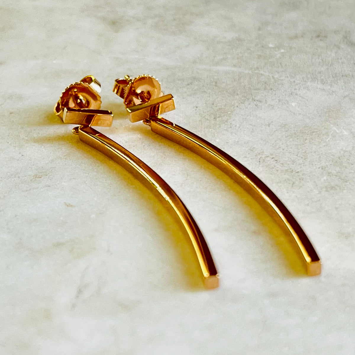 TIFFANY &amp; CO 18K Gold T Bar Earrings
