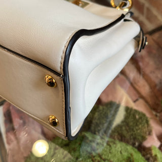 FENDI Peekaboo Mini White Leather Top Handle