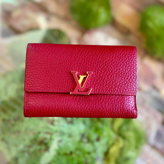 LOUIS VUITTON Red Capucines Compact Wallet