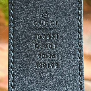 GUCCI GG Wide Marmont Black Textured Leather Belt SZ 90/36