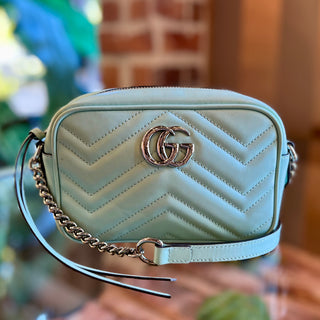 GUCCI GG Marmont Mini Water Green Calfskin Matelasse Shoulder Bag