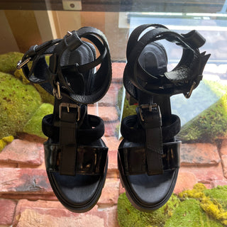 LOUBOUTIN Black Leather Gladiator Sandals SZ 38