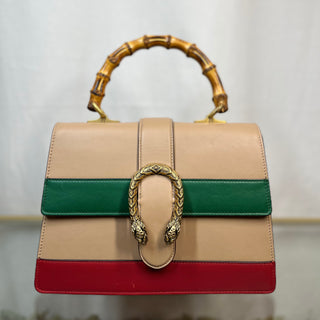 GUCCI Dionysus Bamboo Green Red & Beige Top Handle