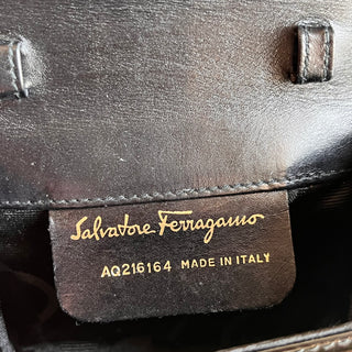 SALVATORE FERRAGAMO Vara Bow Black Patent Leather Clutch Bag