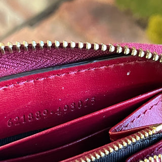 GUCCI 1955 Horsebit Red Leather Zip Around Wallet