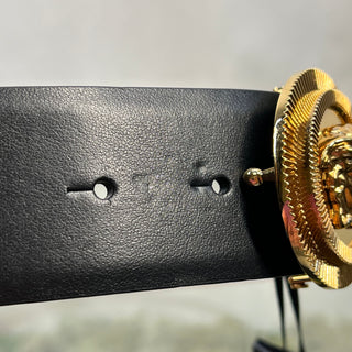 VERSACE Medusa Medallion Black Brown Leather Reversible Belt SZ95/38(L/XL)