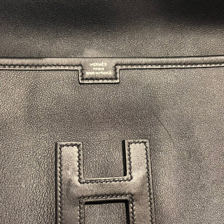 HERMES Jige 29 Black Swift Leather Clutch Bag