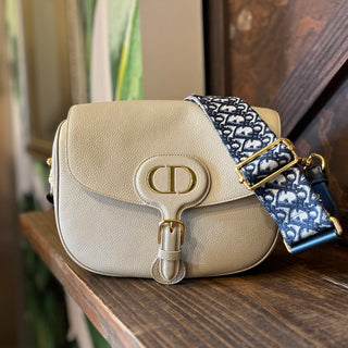 CHRISTIAN DIOR Bobby Dior Large Rope Beige Grained Calfskin Shoulder Bag
