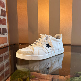 DIOR White Calfskin Suede Star Sneakers SZ 37.5 (US 7.5)