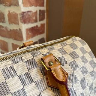 LOUIS VUITTON Speedy Bandouliere 35 Damier Azur Canvas Satchel