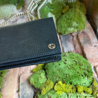 GUCCI Black Dollar Calfskin Interlocking G Crossbody