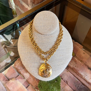 CHANEL CC Gold Plated Tear Drop Gold Necklace