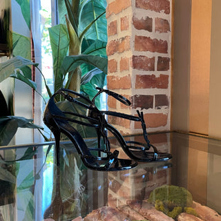 SAINT LAURENT Cassandra Black Patent Leather Sandals SZ36(6US)