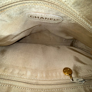 CHANEL Vintage Lux Beige Caviar Leather Tote