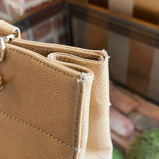 CHANEL Chocolate Bar Beige Caviar Leather Bag Tote