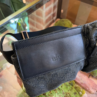 GUCCI Black Denim GG Monogram Belt Bag