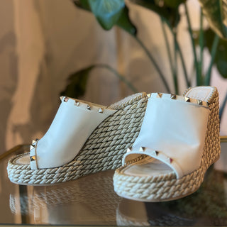 VALENTINO Rockstud Accent Leather Espadrilles SZ 40