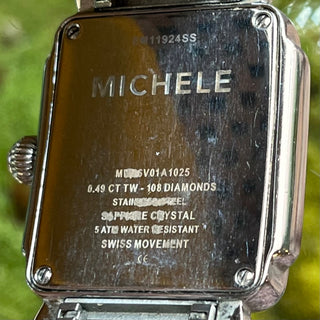 MICHELE Deco Silver/Gold Square Face Stainless Steel Watch