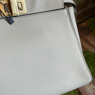 FENDI Peekaboo Mini White Leather Top Handle