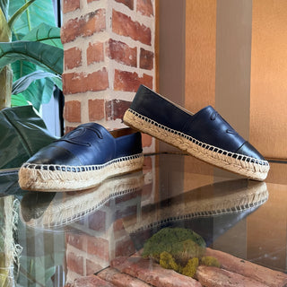 CHANEL CC Blue Leather Espadrilles SZ 36 (US 6)