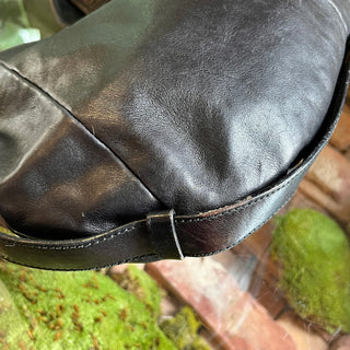 SAINT LAURENT Mombasa Horn Black Leather Vintage Hobo Bag