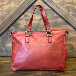 FENDI Red Leather Tote Bag
