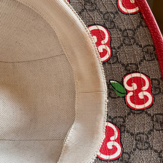 GUCCI GG Supreme Monogram Apple Textured Dollar Calfskin Retro Interlocking G Fedora SZ57(M)