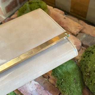 JIMMY CHOO Milla Beige Patent Leather Clutch
