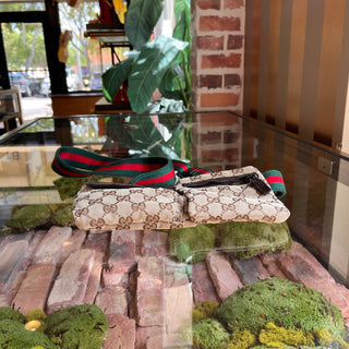 GUCCI GG Web Canvas Double Pocket Belt Bag