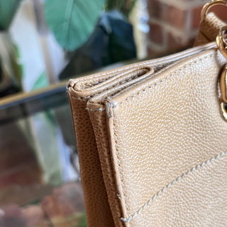 CHANEL Chocolate Bar Beige Caviar Leather Bag Tote