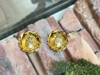 CHANEL Vintage Coco Mark Rhinestone Clip On Earrings