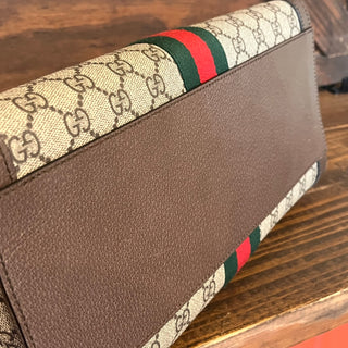 GUCCI Ophidia Medium GG Supreme Monogram Web Brown Tote