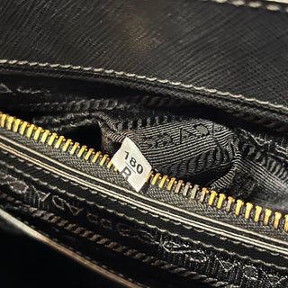 PRADA Small Black Saffiano Lux Leather Tote Bag