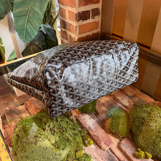 GOYARD Saint Louis PM Black Goyardine Canvas Chevroches Calfskin Tote