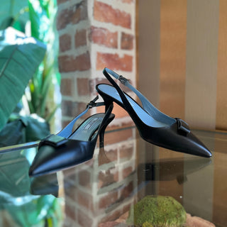 PRADA Black Leather Slingback Heels SZ 35.5 (US 5.5)