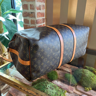 LOUIS VUITTON Keepall Bandouliere 55 Monogram Brown Canvas Duffel