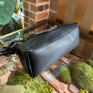 GUCCI Soho Studded Black Pebbled Calfskin Leather Chain Tote Bag