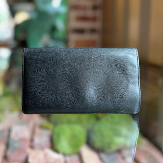 CHANEL Black Caviar Leather Fold-Over Wallet