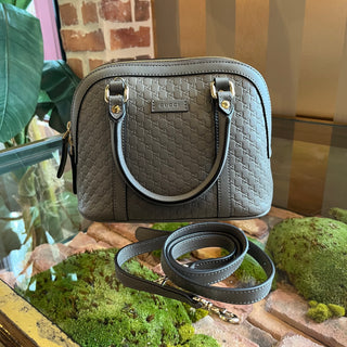 GUCCI Dome Mini Gray Microguccissima Shoulder Bag