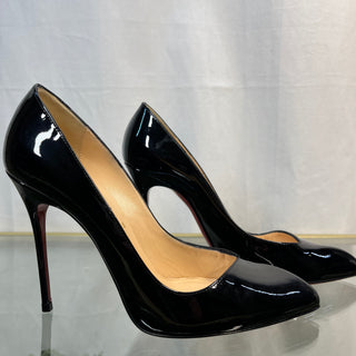 CHRISTIAN LOUBOUTIN Carnielle Black Patent Leather Heels SZ37 1/2