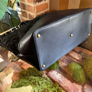 CHANEL Black Quilted Caviar Leather Charm Tote Bag ADI1187