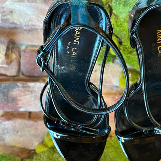 SAINT LAURENT Cassandra Black Patent Leather Sandals SZ36(6US)
