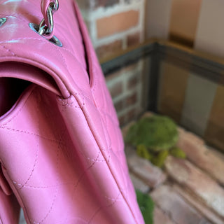 CHANEL Maxi Double Flap Pink Calfskin Leather Shoulder Bag
