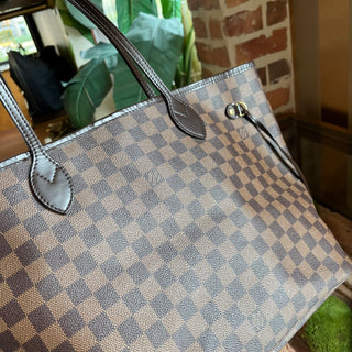 LOUIS VUITTON Neverfull MM Damier Ebene Brown Canvas Tote Bag
