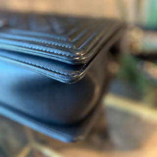CHANEL Lambskin Quilted Medium Boy Flap Black