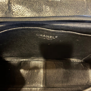 CHANEL Jumbo Single Flap Black Caviar Quilted Leather Vintage Shoulder Bag